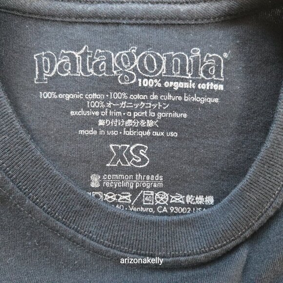 NEW Patagonia Organic Cotton T-shirt XS Black Blue 1973 - Picture 3 of 4
